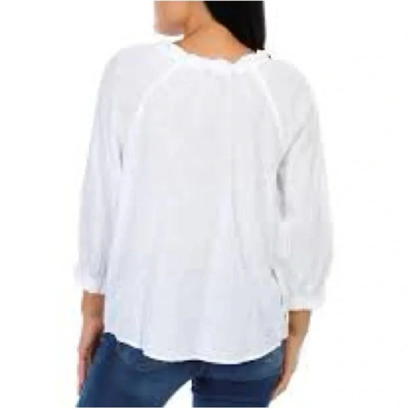 NWT Unique Spectrum white 100% cotton blouse embroidered balloon sleeves XL - Picture 2 of 11